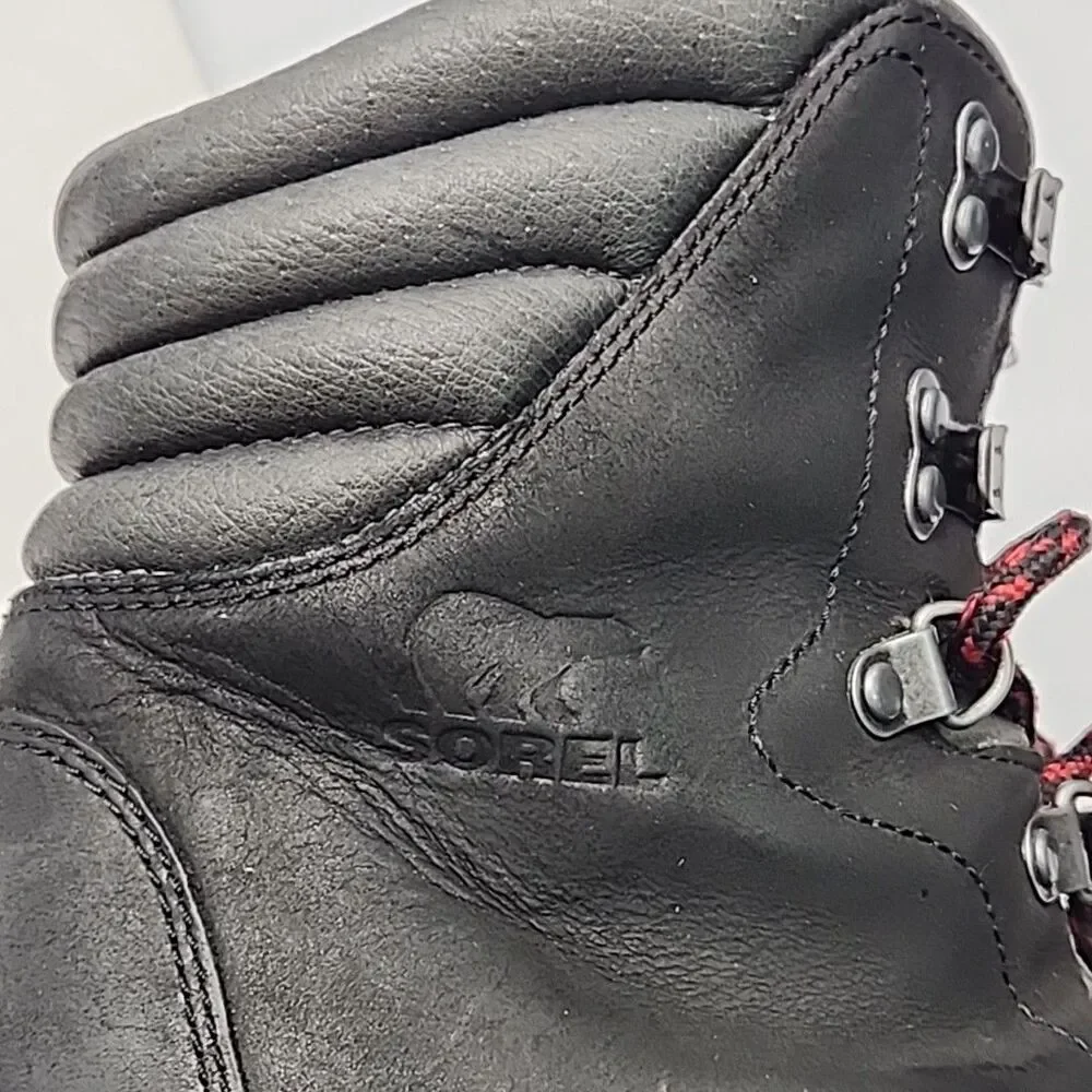 Sorel Boots Winter Snow Women Sz 10 Black Leather 2.5